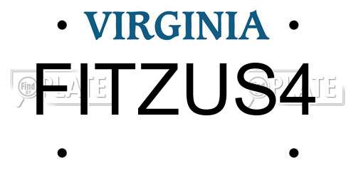 FITZUS4 Virginia License Plate