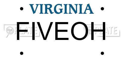 FIVEOH Virginia License Plate