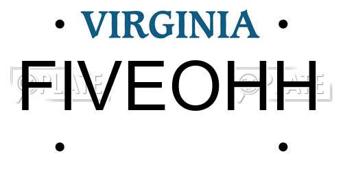 FIVEOHH Virginia License Plate