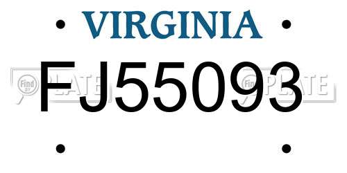 FJ55093 Virginia License Plate