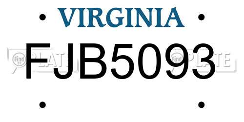 FJB5093 Virginia License Plate
