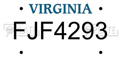 FJF4293 Virginia License Plate