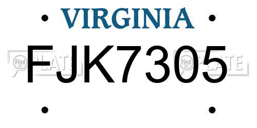 FJK7305 Virginia License Plate