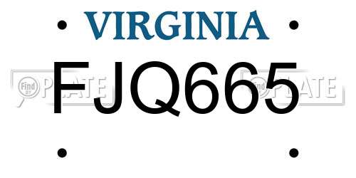 FJQ665 Virginia License Plate