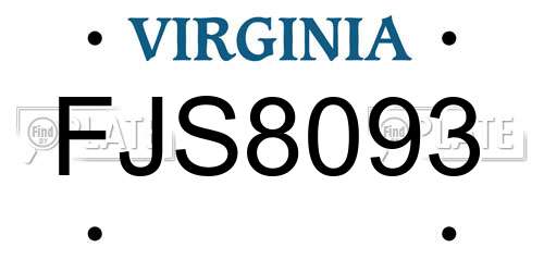 FJS8093 Virginia License Plate