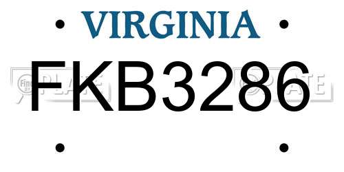 FKB3286 Virginia License Plate