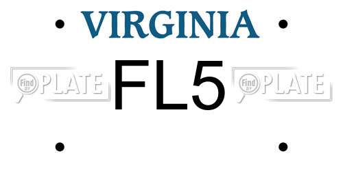 FL5 Virginia License Plate