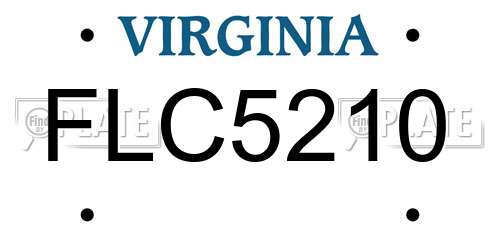 FLC5210 Virginia License Plate