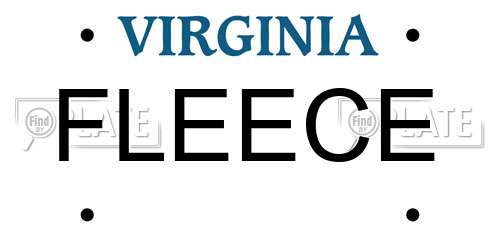 FLEECE Virginia License Plate