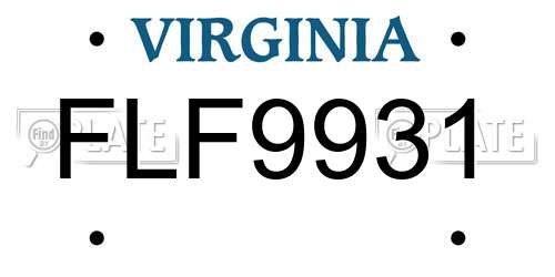 FLF9931 Virginia License Plate