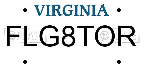 FLG8TOR Virginia License Plate