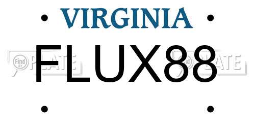 FLUX88 Virginia License Plate