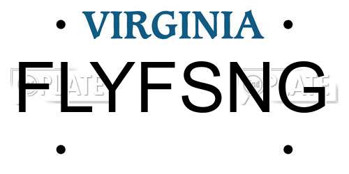 FLYFSNG Virginia License Plate