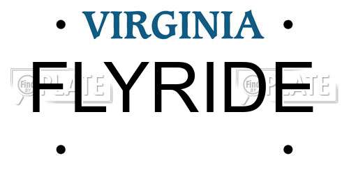 FLYRIDE Virginia License Plate