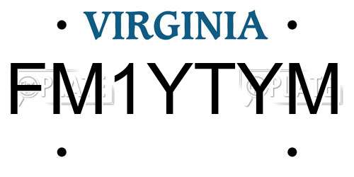 FM1YTYM Virginia License Plate