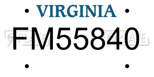 FM55840 Virginia License Plate