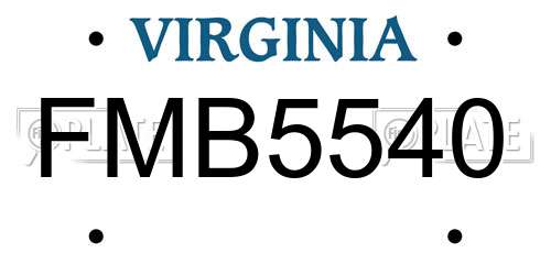 FMB5540 Virginia License Plate