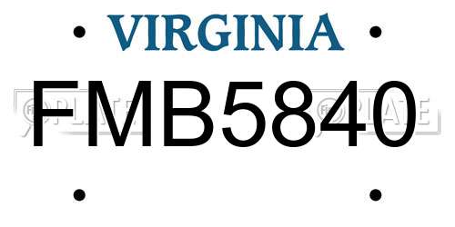 FMB5840 Virginia License Plate