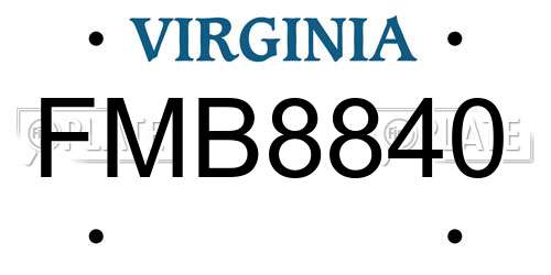 FMB8840 Virginia License Plate