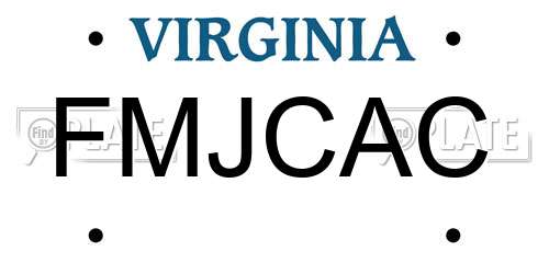 FMJCAC Virginia License Plate