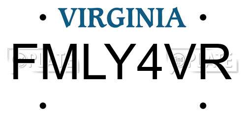 FMLY4VR Virginia License Plate