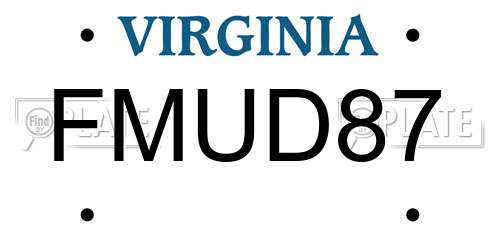 FMUD87 Virginia License Plate