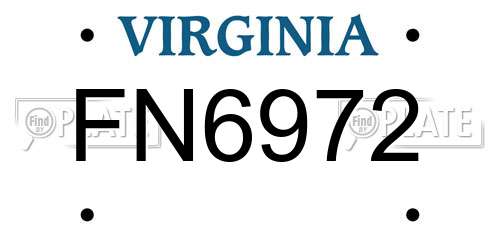 FN6972 Virginia License Plate