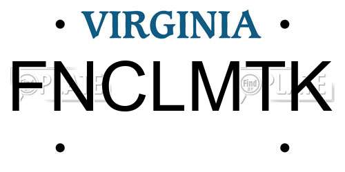 FNCLMTK Virginia License Plate