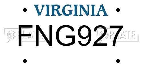 FNG927 Virginia License Plate
