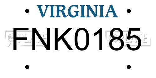 FNK0185 Virginia License Plate