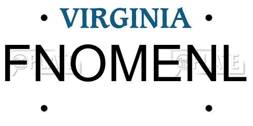 FNOMENL Virginia License Plate