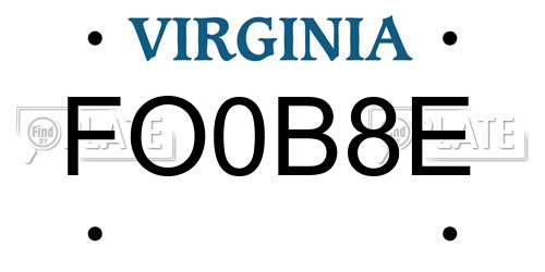 FO0B8E Virginia License Plate