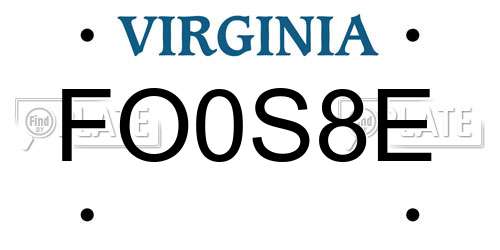 FO0S8E Virginia License Plate