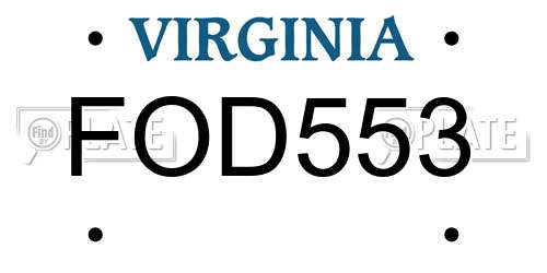 FOD553 Virginia License Plate