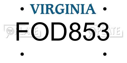 FOD853 Virginia License Plate