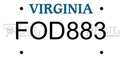 FOD883 Virginia License Plate