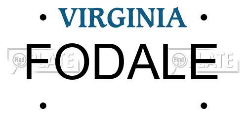 FODALE Virginia License Plate