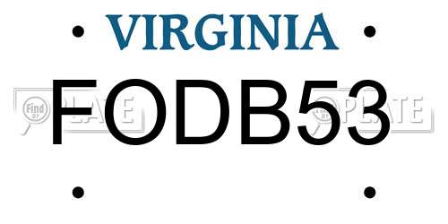 FODB53 Virginia License Plate
