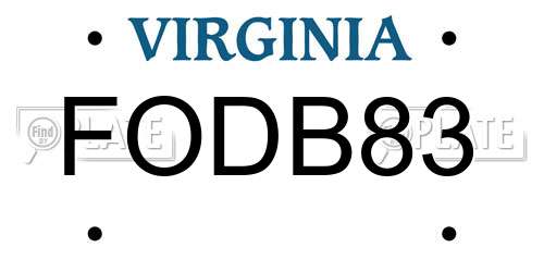 FODB83 Virginia License Plate