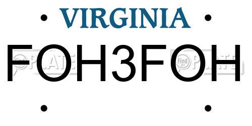 FOH3FOH Virginia License Plate