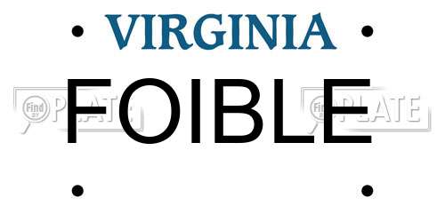 FOIBLE Virginia License Plate