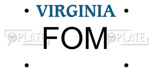 FOM Virginia License Plate