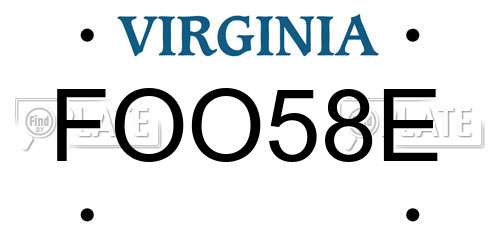 FOO58E Virginia License Plate