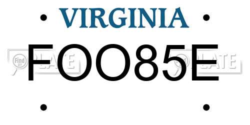 FOO85E Virginia License Plate