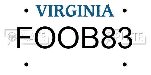 FOOB83 Virginia License Plate