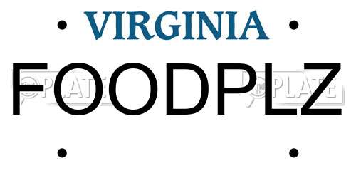 FOODPLZ Virginia License Plate