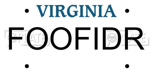 FOOFIDR Virginia License Plate
