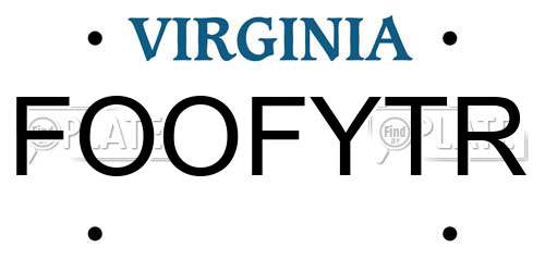 FOOFYTR Virginia License Plate