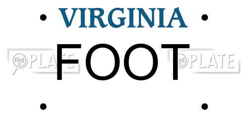 FOOT Virginia License Plate