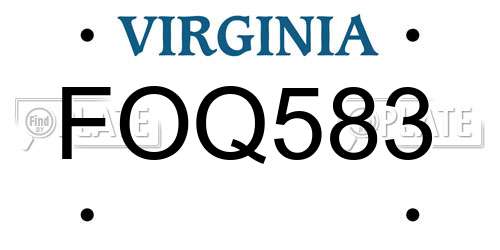 FOQ583 Virginia License Plate
